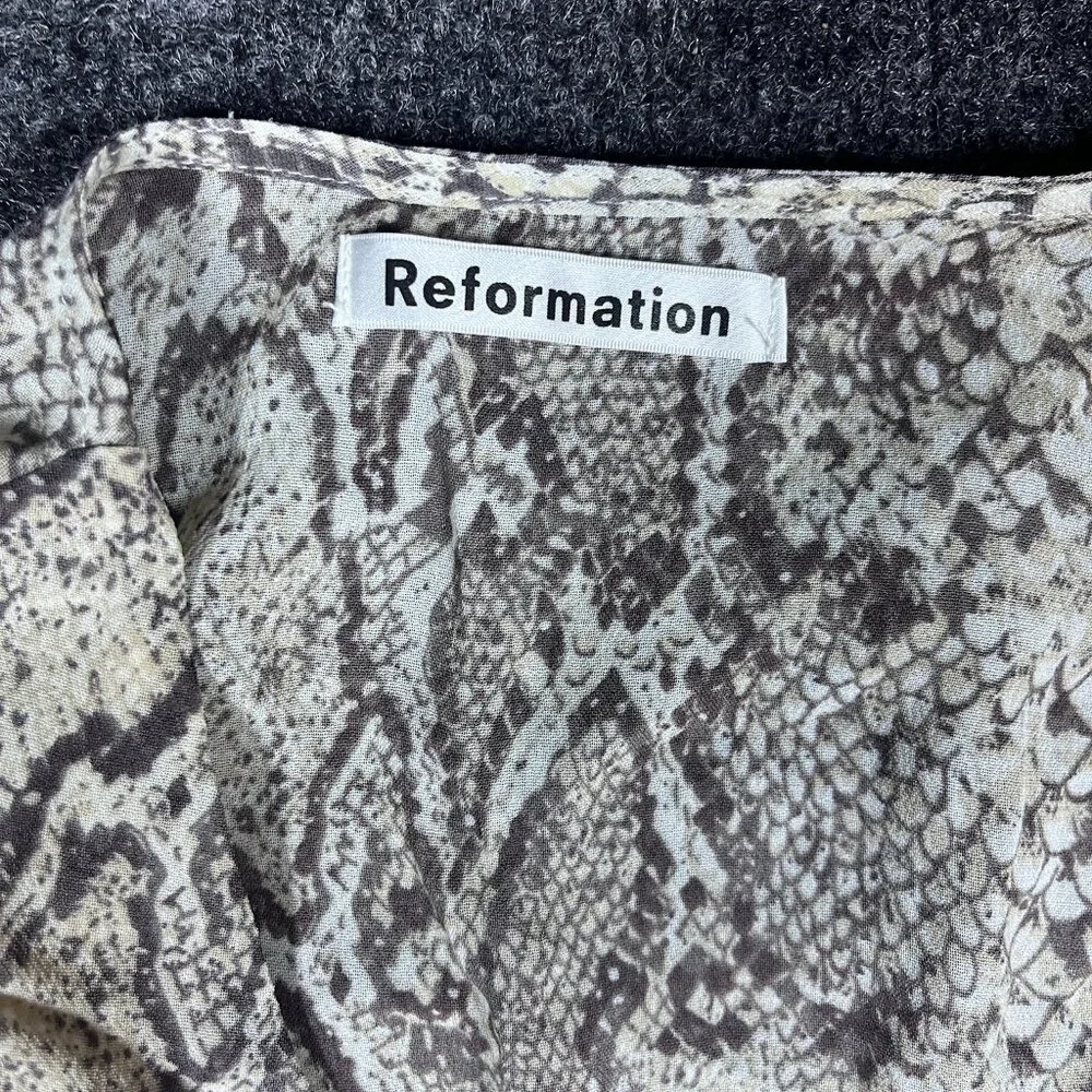 Reformation Dress Monica Wrap Snakeskin Animal Print Womens Small Lined Mini - Picture 6 of 6